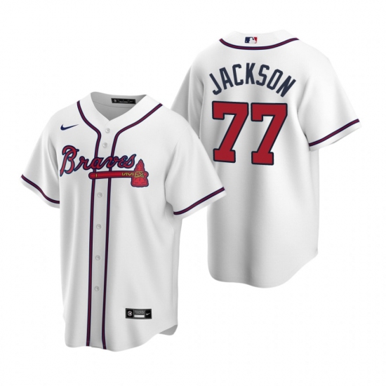 Men\'s Nike Atlanta Braves #77 Luke Jackson White Home Stitched Baseball ...