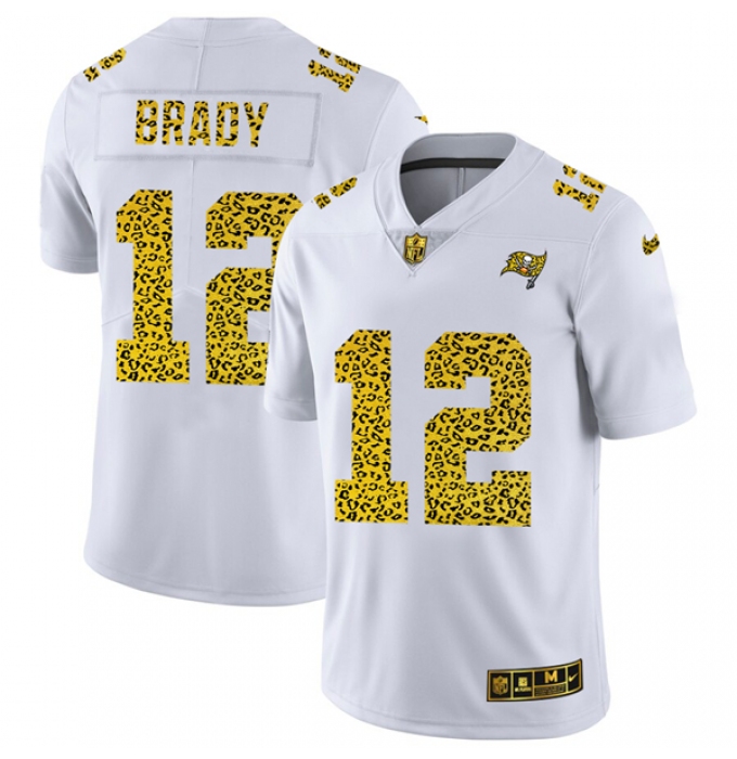 Men's Tampa Bay Buccaneers #12 Tom Brady 2020 White Leopard Print Fashion Limited Football Stitched Jersey