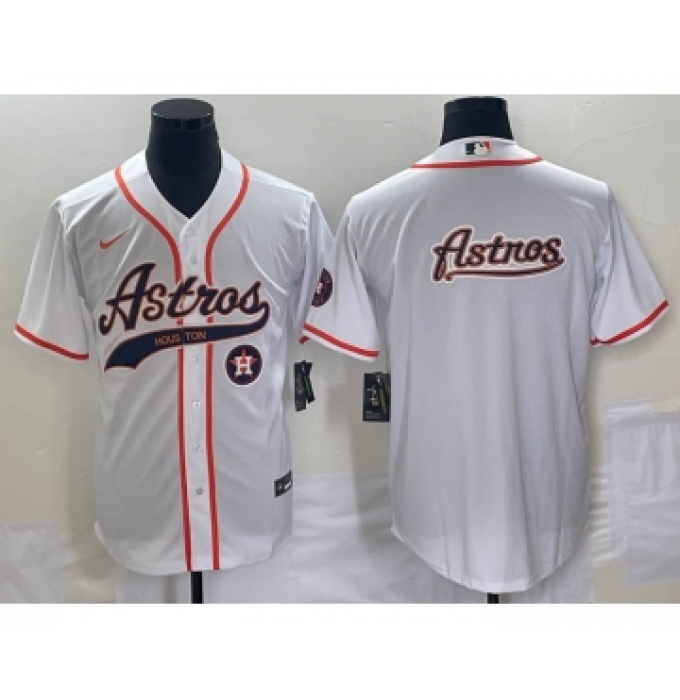Men's Houston Astros White Team Big Logo Cool Base Stitched Baseball Jersey3