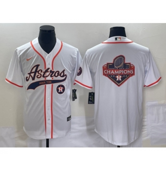 Men's Houston Astros White Team Big Logo Cool Base Stitched Baseball Jersey4