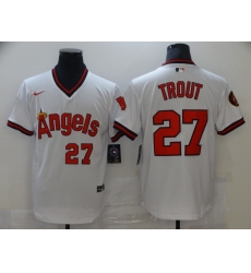 Men's Nike Los Angeles Angels #27 Mike Trout White Stitched Baseball Jersey
