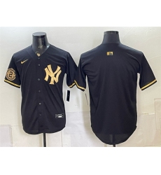 Men's New York Yankees Blank Black Gold With Stitched Baseball Jersey