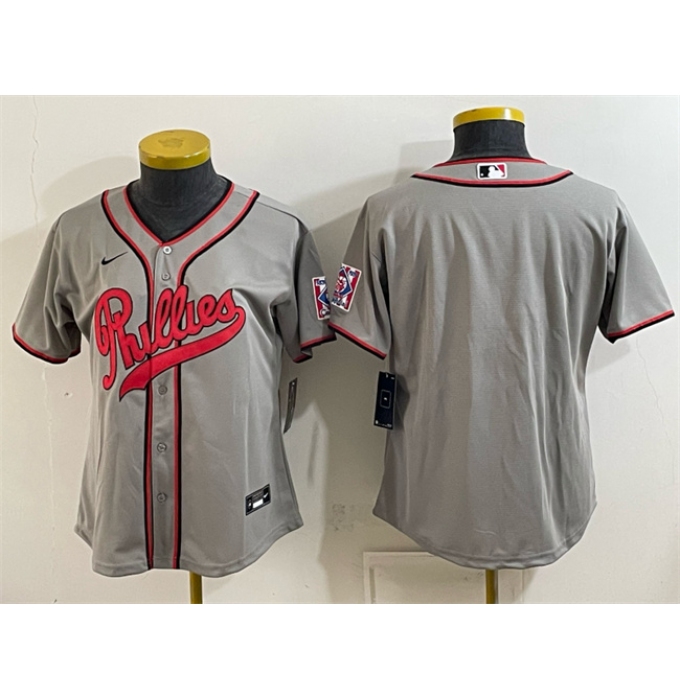 Women's Philadelphia Phillies Blank Gray 2026 Field of Dreams Stadium Stitched Baseball Jersey(Run Small)