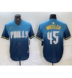 Men's Philadelphia Phillies #45 Zack Wheeler Blue 2024 City Cool Base Stitched Jersey