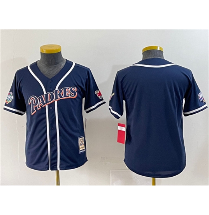 Youth San Diego Padres Blank Navy Throwback With Stitched Baseball Jersey