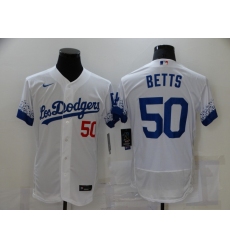 Men's Nike Los Angeles Dodgers #50 Mookie Betts White Elite City Player Jersey