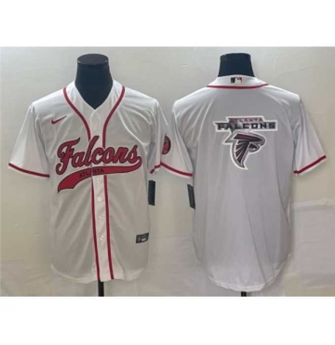 Men's Atlanta Falcons White Team Big Logo Cool Base Stitched Baseball Jersey