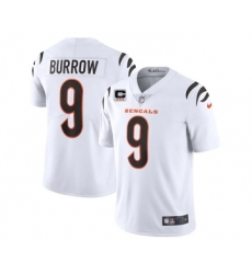 Men's Cincinnati Bengals 2022 #9 Joe Burrow White With 3-star C Patch Vapor Limited Stitched NFL Jersey