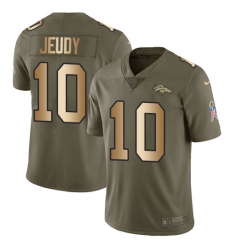 Youth Denver Broncos #10 Jerry Jeudy Olive Gold Stitched Limited 2017 Salute To Service Jersey