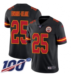 Men's Kansas City Chiefs #25 Clyde Edwards-Helaire Black Stitched Limited Rush 100th Season Jersey