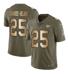 Men's Kansas City Chiefs #25 Clyde Edwards-Helaire Olive Gold Stitched Limited 2017 Salute To Service Jersey