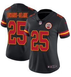 Women's Kansas City Chiefs #25 Clyde Edwards-Helaire Black Stitched Limited Rush Jersey
