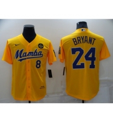 Men's Los Angeles Dodgers #24 Kobe Bryant Yellow Cool Base Stitched Jersey