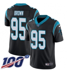 Men's Carolina Panthers #95 Derrick Brown Black Team Color Stitched NFL 100th Season Vapor Untouchable Limited Jersey