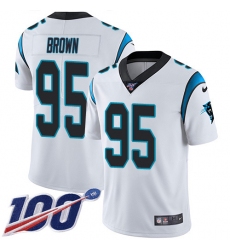 Men's Carolina Panthers #95 Derrick Brown White Stitched NFL 100th Season Vapor Untouchable Limited Jersey