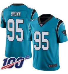 Youth Carolina Panthers #95 Derrick Brown Blue Alternate Stitched NFL 100th Season Vapor Untouchable Limited Jersey