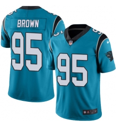Youth Carolina Panthers #95 Derrick Brown Blue Stitched NFL Limited Rush Jersey