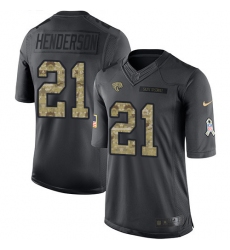 Youth Jacksonville Jaguars #21 C.J. Henderson Black Stitched Limited 2016 Salute to Service Jersey