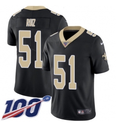 Men's New Orleans Saints #51 Cesar Ruiz Black Team Color Stitched NFL 100th Season Vapor Untouchable Limited Jersey