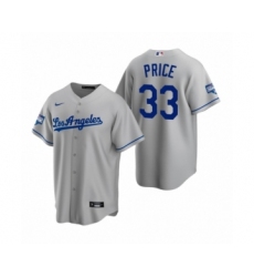 Men's Los Angeles Dodgers #33 David Price Gray 2020 World Series Champions Road Replica Jersey