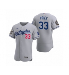 Men's Los Angeles Dodgers #33 David Price Nike Gray 2020 World Series Authentic Road Jersey