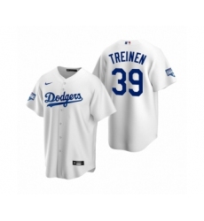Men's Los Angeles Dodgers #39 Blake Treinen White 2020 World Series Champions Replica Jersey