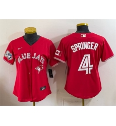 Youth Toronto Blue Jays #4 George Springer Red 50 Seasons Stitched Baseball Jersey