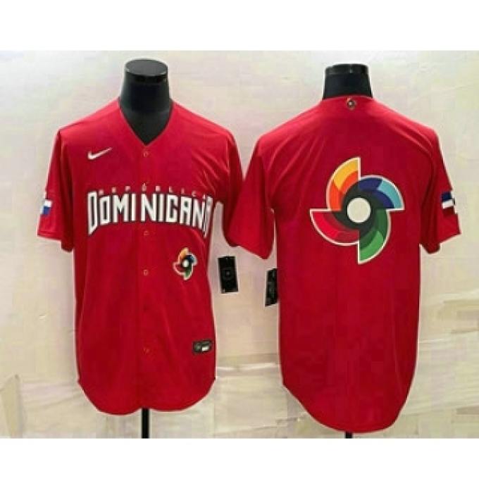 Men's Dominican Republic Baseball 2023 Red World Big Logo Classic Stitched Jersey