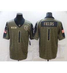 Men's Chicago Bears #1 Justin Fields Nike Olive 2021 Salute To Service Limited Player Jersey