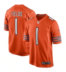 Men's Chicago Bears #1 Justin Fields Nike Orange 2021 NFL Draft First Round Pick Alternate Limited Jersey