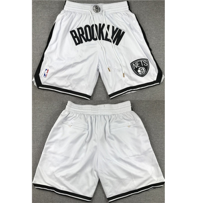 Men's Brooklyn Nets White Shorts (Run Small)