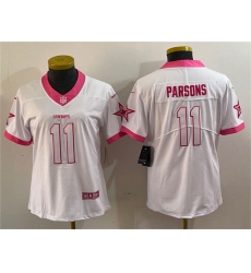 Women's Dallas Cowboys #11 Micah Parsons White Pink Vapor Untouchable Limited Stitched Jersey