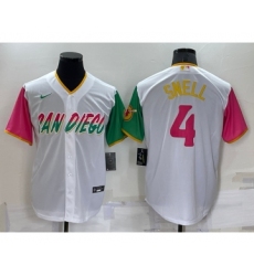 Men's San Diego Padres #4 Blake Snell White 2022 City Connect Cool Base Stitched Jersey