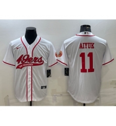 Men's San Francisco 49ers #11 Brandon Aiyuk White With Patch Cool Base Stitched Baseball Jersey
