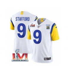 Men's Los Angeles Rams #9 Matthew Stafford White 2022 With C Patch Super Bowl LVI Vapor Limited Jersey