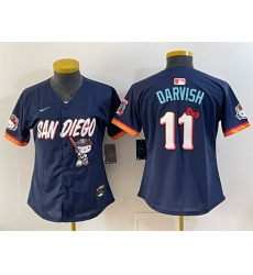 Youth San Diego Padres X Hello Kitty #11 Yu Darvish Obsidian 2026 City Connect Stadium Stitched Baseball Jersey