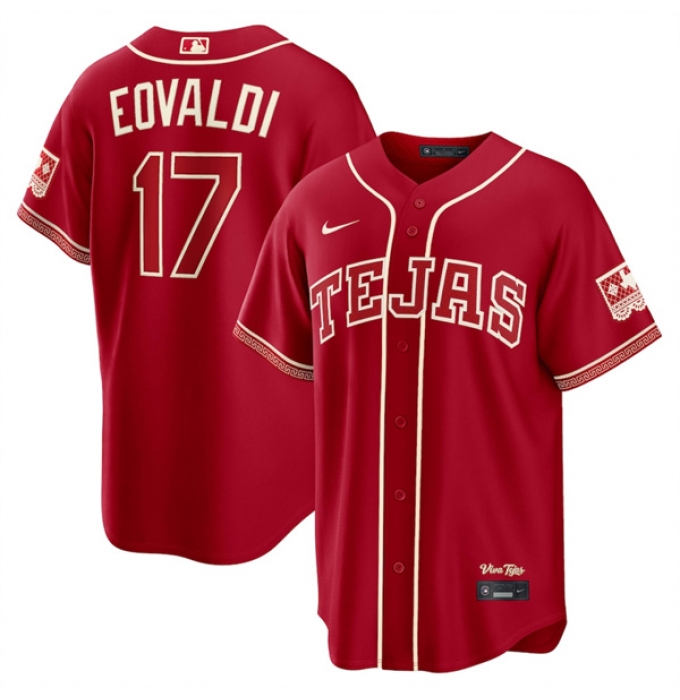 Men's Texas Rangers #17 Nathan Eovaldi Red 2026 City Connect Stadium Stitched Baseball Jersey