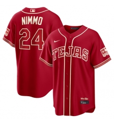 Men's Texas Rangers #24 Brandon Nimmo Red 2026 City Connect Stadium Stitched Baseball Jersey