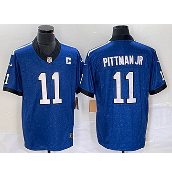 Men's Nike Indianapolis Colts #11 Michael Pittman Jr. Blue Royal Indiana Nights Alternate Limited Jersey