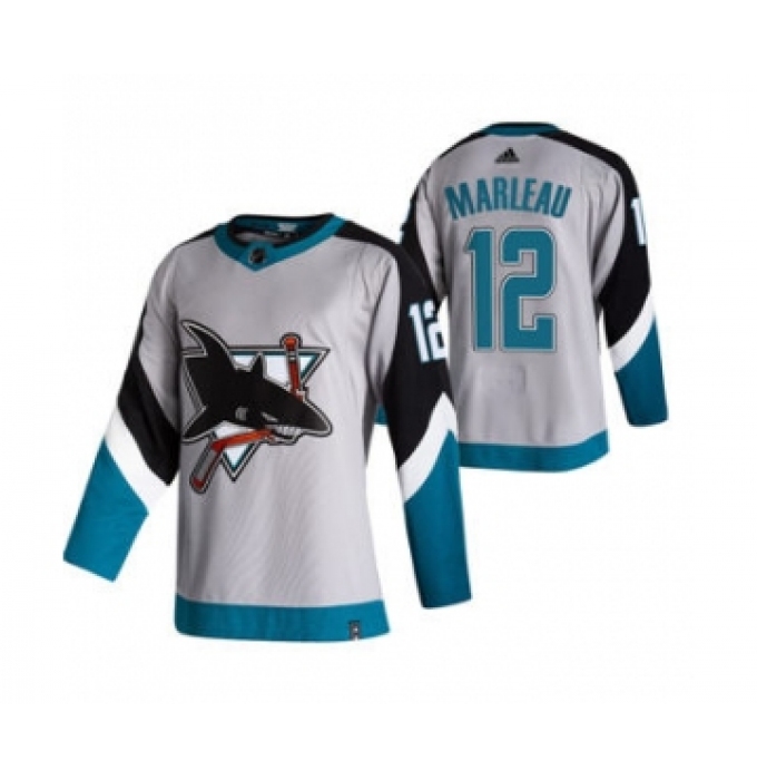 Men's San Jose Sharks #12 Patrick Marleau Grey 2020-21 Reverse Retro Alternate Hockey Jersey