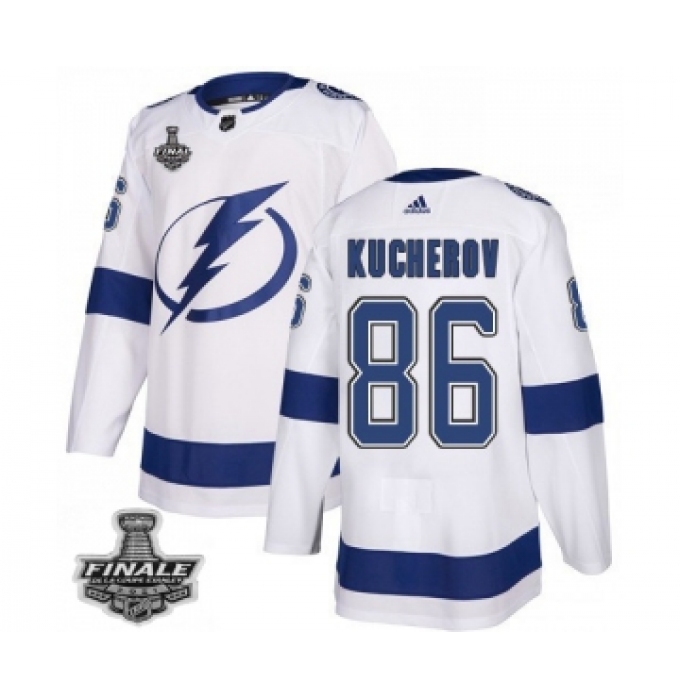 Men's Adidas Lightning #86 Nikita Kucherov White Home Authentic 2021 Stanley Cup Jersey