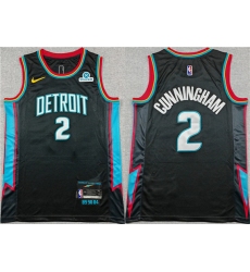 Men's Detroit Pistons #2 Cade Cunningham Black 2025-26 City Edition Stitched Basketball Jersey