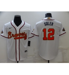 Men's Atlanta Braves #12 Jorge Soler Nike White 2022 Gold Program Authentic Player Jersey