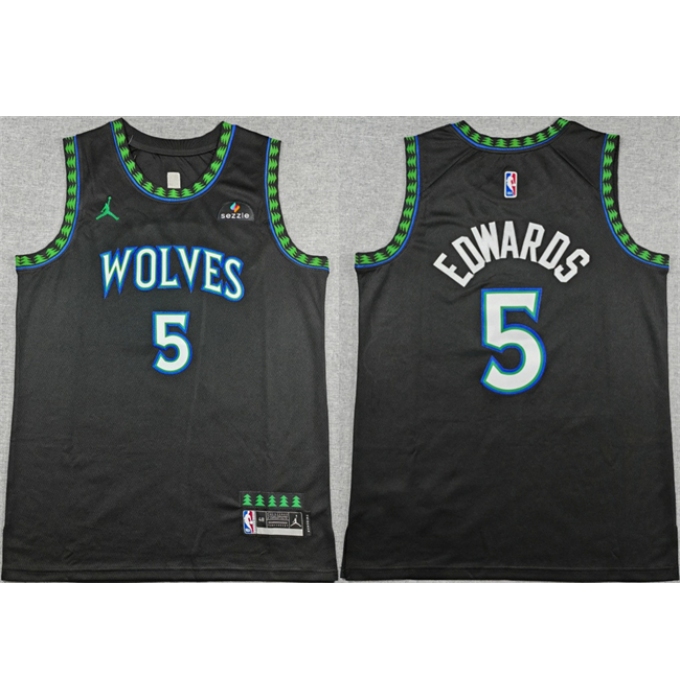 Men's Minnesota Timberwolves #5 Anthony Edwards Black 2026 Statement Edition Stitched Basketball Jersey