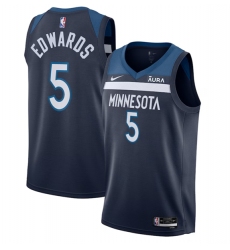 Men's Minnesota Timberwolves #5 Anthony Edwards Navy Icon Edition Stitched Jersey