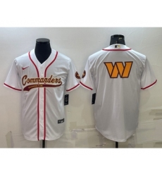Men's Washington Commanders White Team Big Logo With Patch Cool Base Stitched Baseball Jersey