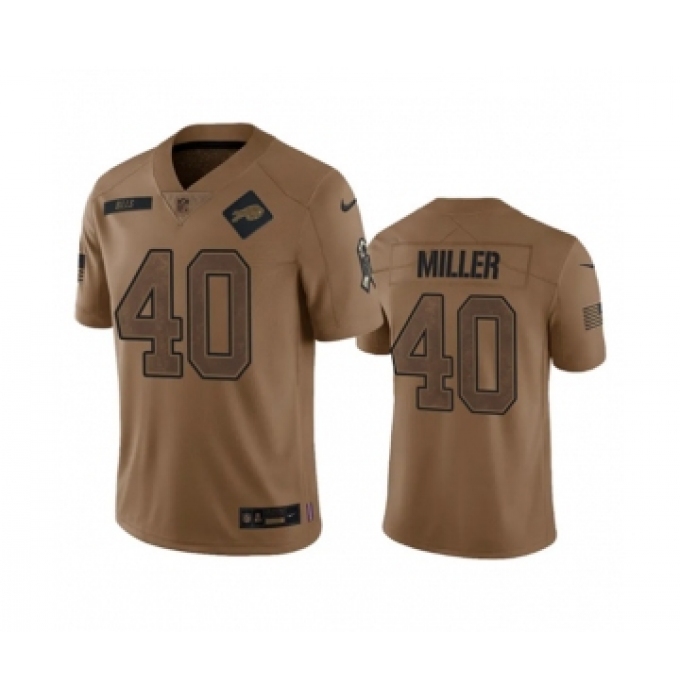 Men's Nike Buffalo Bills #40 Von Miller 2023 Brown Salute To Service Limited Football Stitched Jersey