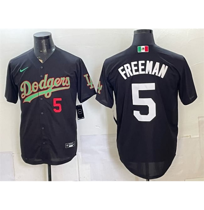 Men's Los Angeles Dodgers #5 Freddie Freeman Black Mexico Limited Stitched Baseball Jersey
