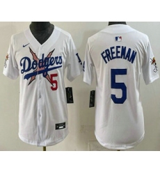 Youth Los Angeles Dodgers #5 Freddie Freeman White Vapor Premier Limited Stitched Jersey