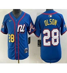 Youth Atlanta Braves #28 Matt Olson Number Blue 2025 All Star Limited Stitched Jersey
